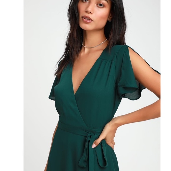 Lulus rise to the occasion green midi wrap dress - Picture 3 of 7